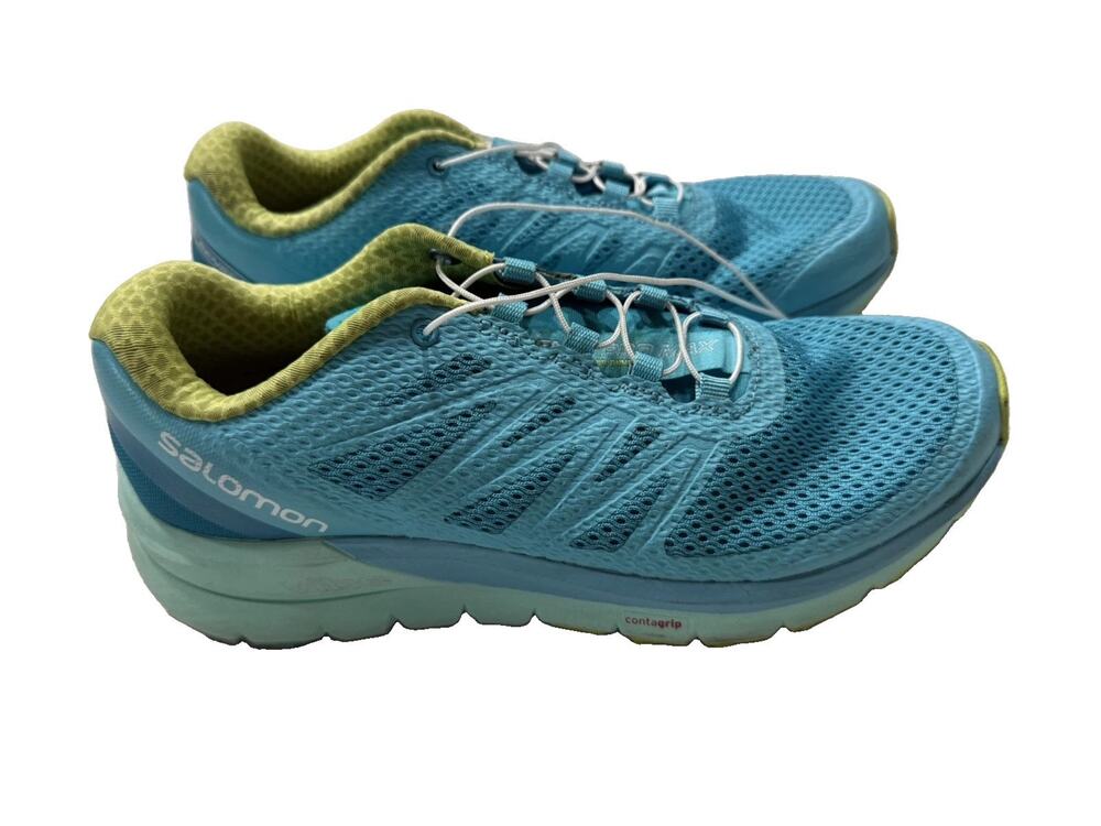 Salomon Sense Pro Max Womens Trail Running Shoes Blue Lime Green 400701 Size 6.5